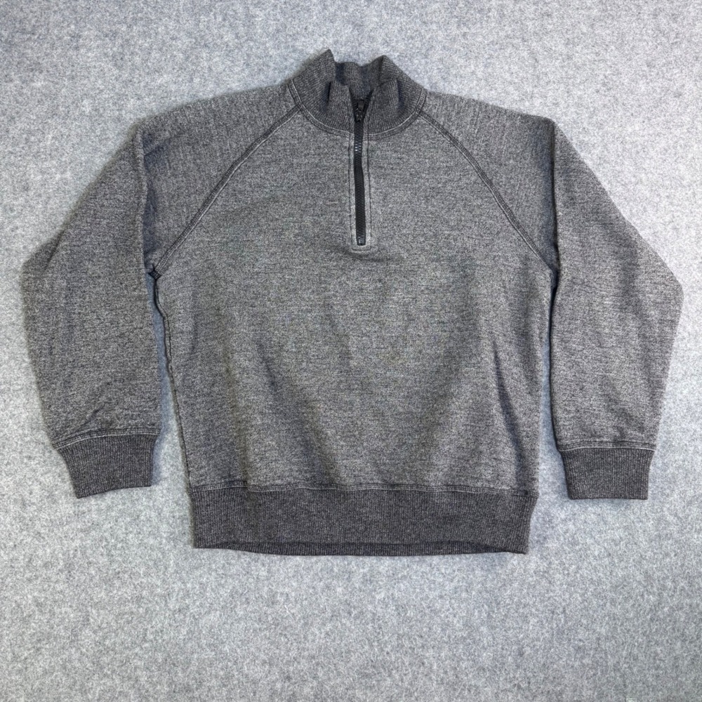 Orlebar Brown Mens Full Zip Hoodie Charcoal Heather Grey Wool Blend 1/4 Zip M